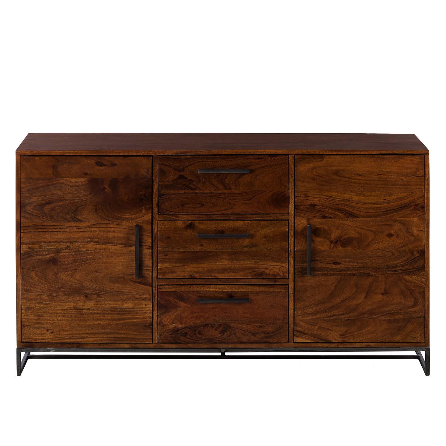 SIDEBOARD - Akazie massiv / Eisen, Typ A - Akaziefarben, Holz (145/80/40cm) - home24