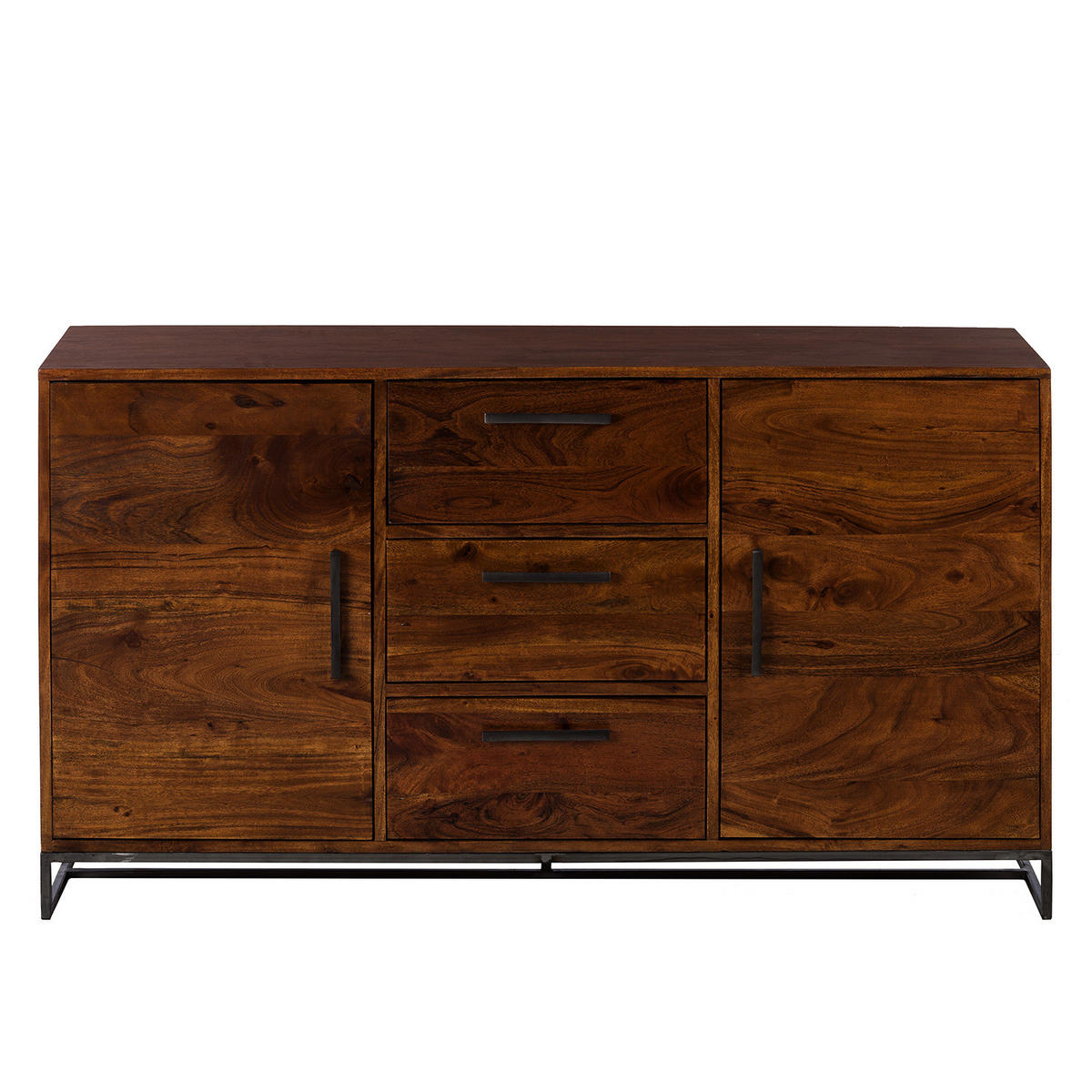 SIDEBOARD - Akazie massiv / Eisen, Typ A - Akaziefarben, Holz (145/80/40cm) - home24