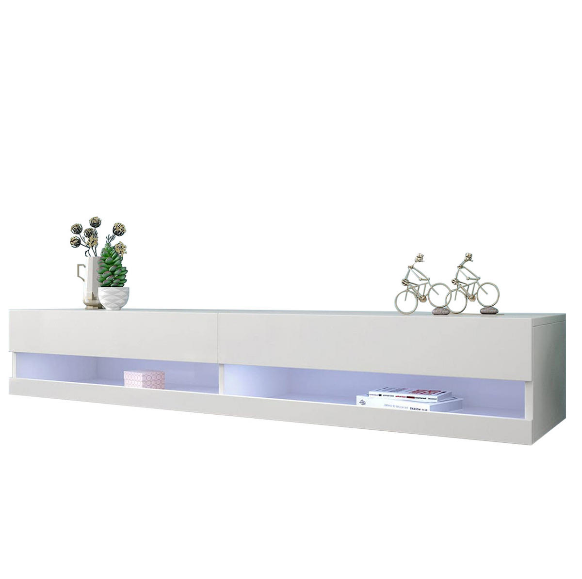TV-LOWBOARD 140/40/30,5 cm Weiß aus MDF mit LED-Beleuchtung - Weiß, Holzwerkstoff (140/30.5/40cm) - OKWISH