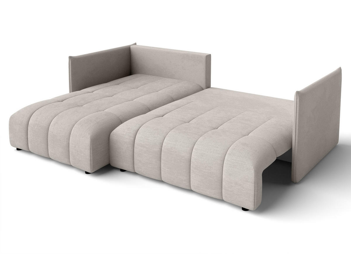 ECKSOFA L Form Gaziante Beige 245/182/83 cm – mit Bettkasten - Beige/Schwarz, Kunststoff/Textil (245/182cm) - AX Living