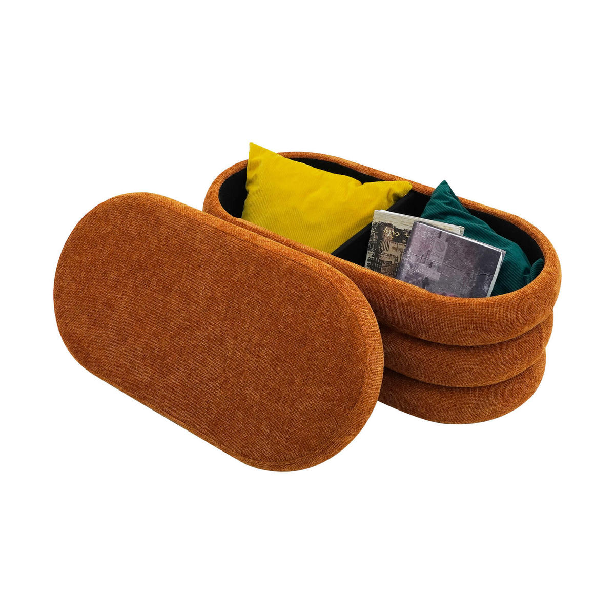 FUSSHOCKER Dunkelorange 38/76/38 cm - Orange, Textil (38/38/76cm) - Mobili Rebecca