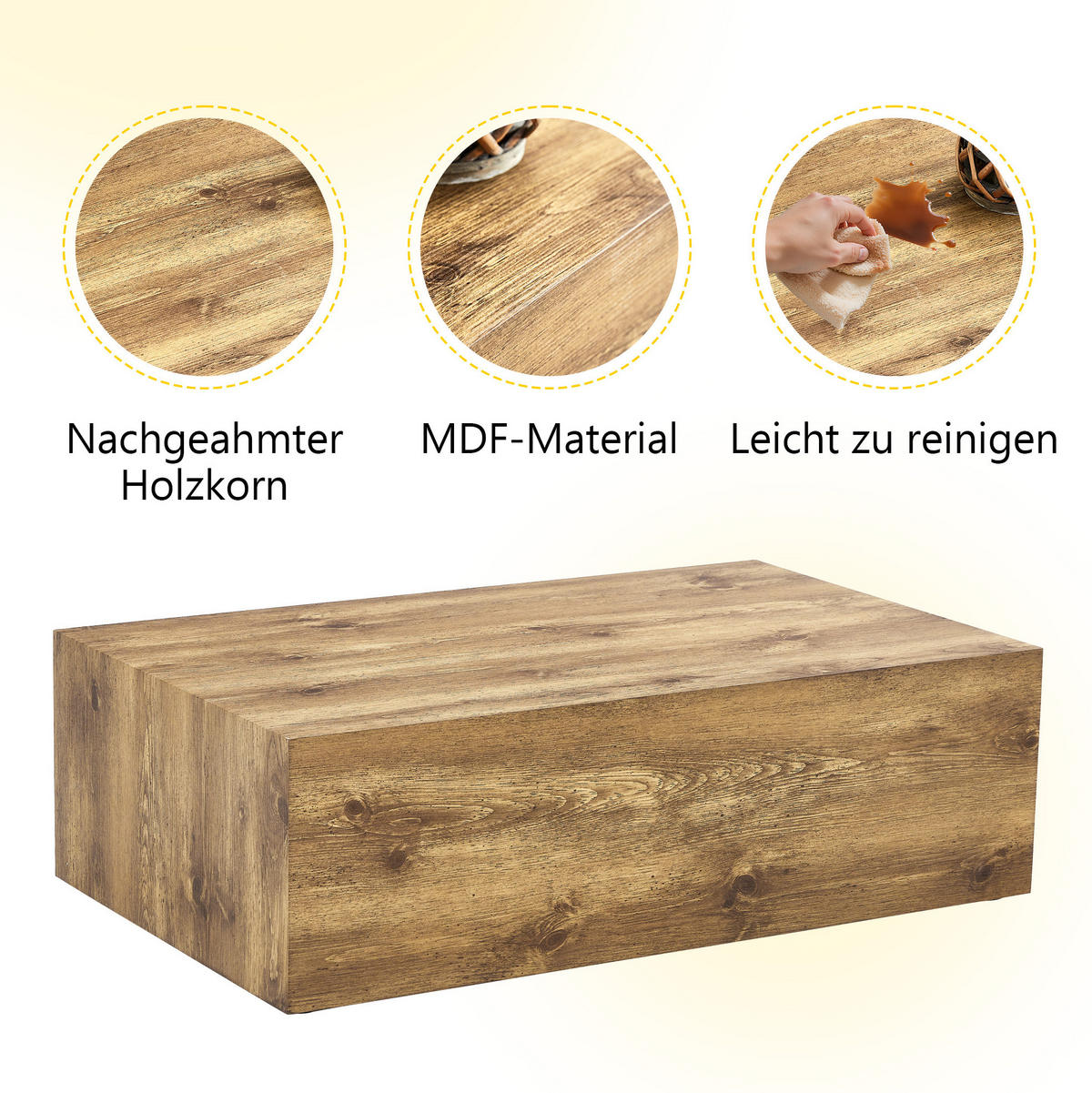 KONFERENČNÍ stolek 90/50/30 cm v dekoru dřeva z MDF bez montáže - barva borovice, kompozitní dřevo (90/50/30cm) - OKWISH