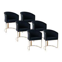 STUHL mit Armlehnen 6er-Set - Samt & Metall - Schwarz und Goldfarben - JOSETHE - Schwarz, Textil (52.5/82.5/59.5cm) - Pascal Morabito
