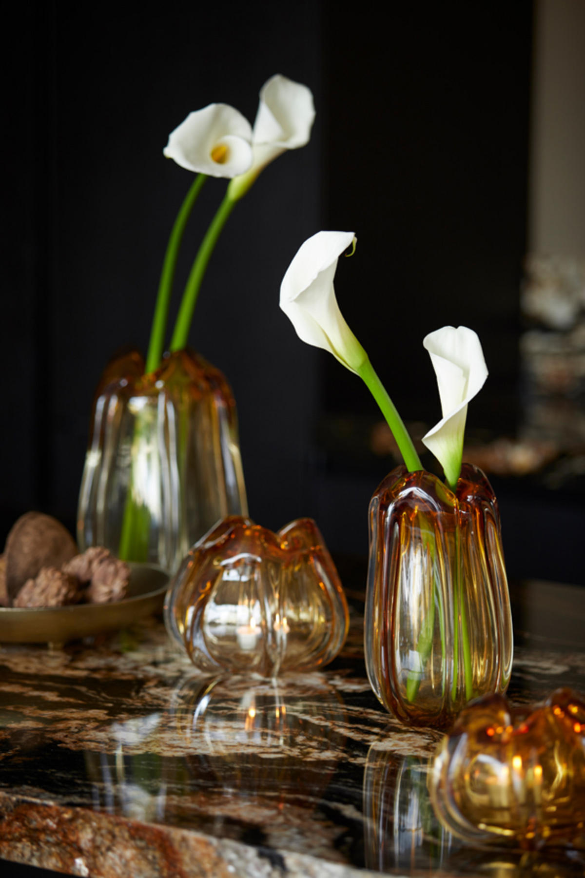 VASE Murela Orange Ø21/30 cm - Orange, Glas (21/30cm) - Light & Living