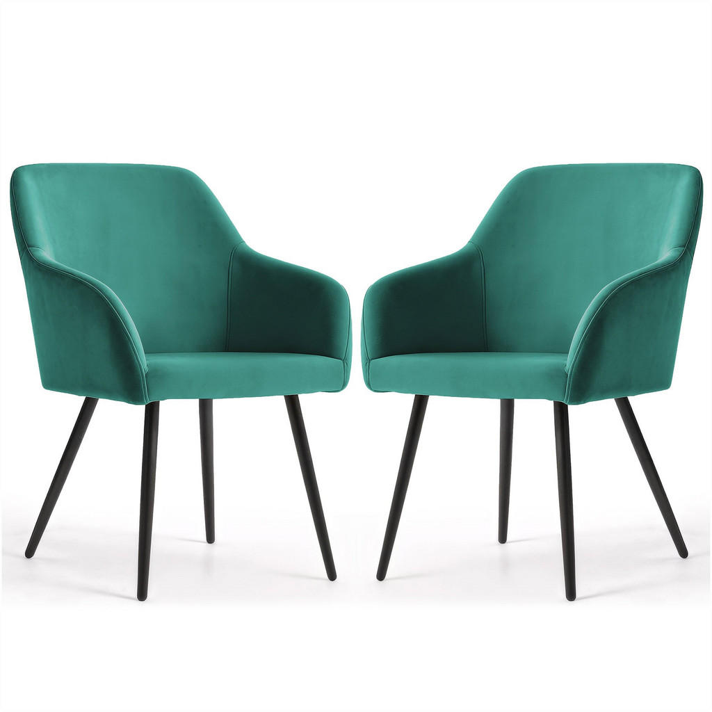 RAUMHIRSCH FURNITURE ČALOUNĚNÁ ŽIDLE, sada 2 ks, kovové nohy zelené, černá 54,5/83/58
