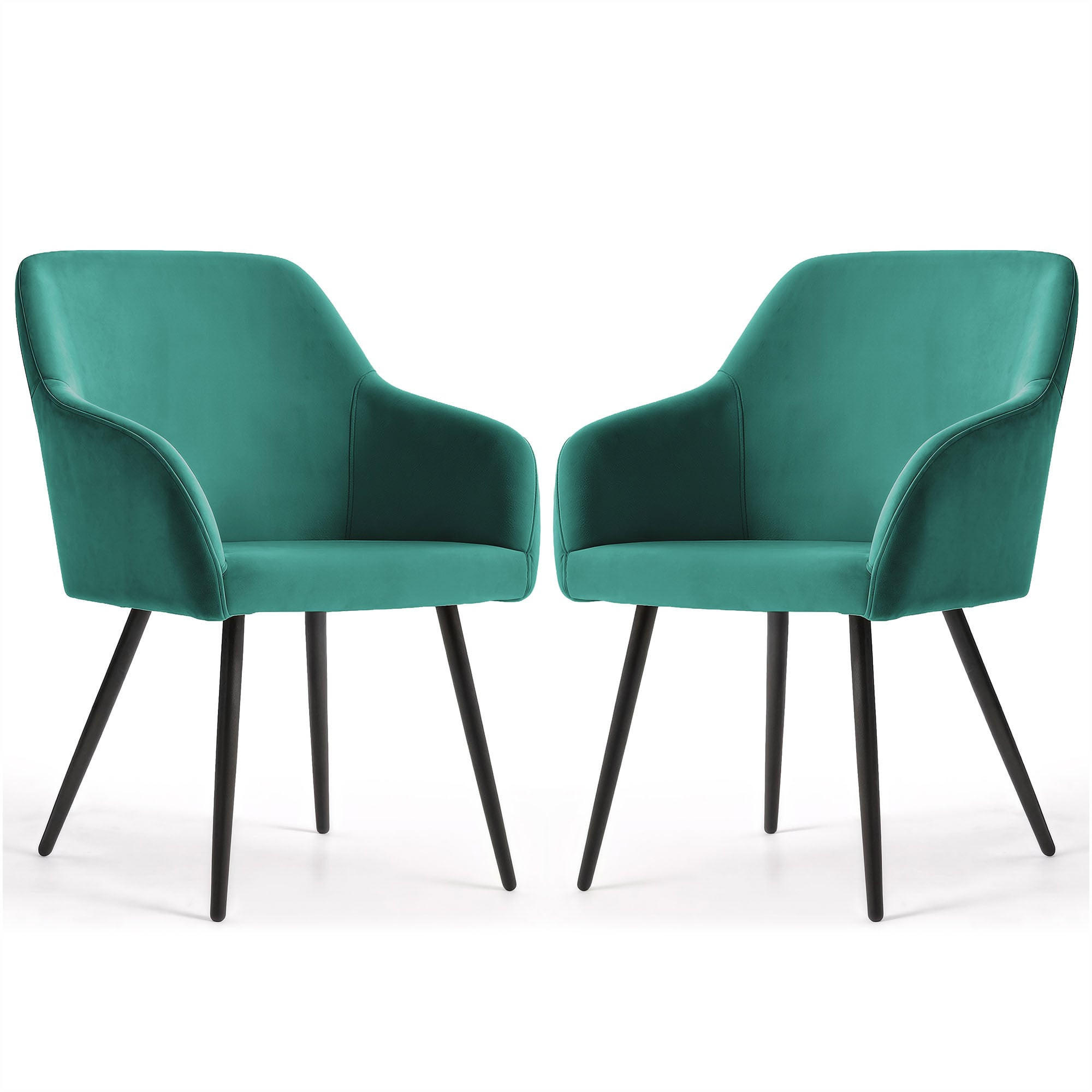 POLSTERSTUHL 2er Set, Metallbeine Grün, Schwarz 54,5/83/58 - Schwarz/Grün, Textil (55/83/58cm) - RAUMHIRSCH FURNITURE