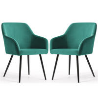 POLSTERSTUHL 2er Set, Metallbeine Grün, Schwarz 54,5/83/58 - Schwarz/Grün, Textil (55/83/58cm) - RAUMHIRSCH FURNITURE