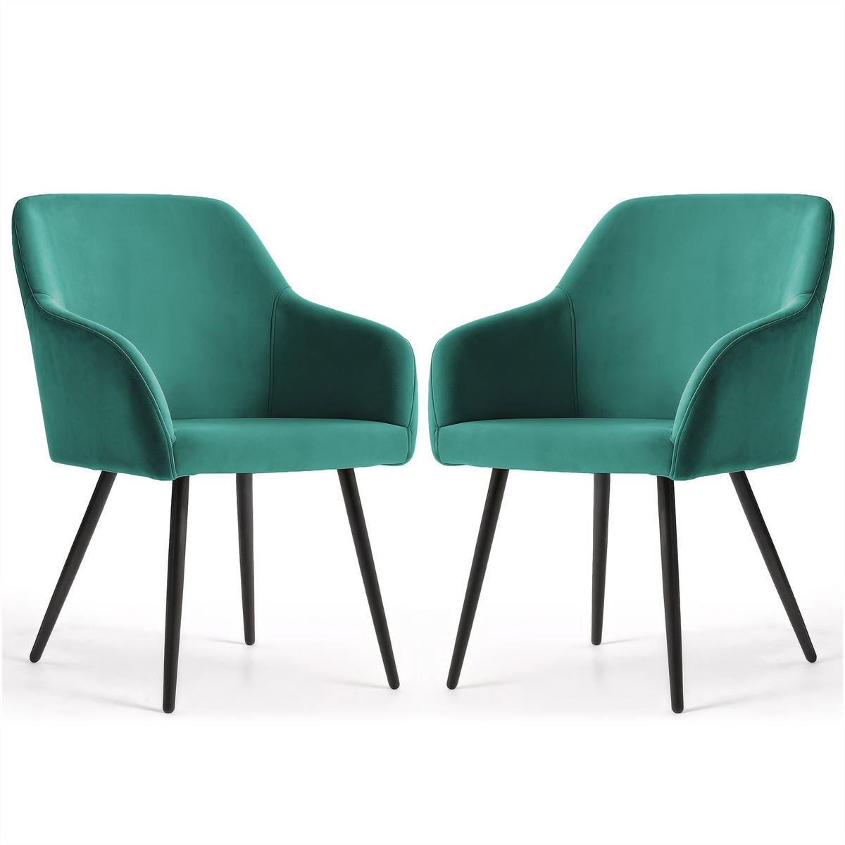 POLSTERSTUHL 2er Set, Metallbeine Grün, Schwarz 54,5/83/58 - Schwarz/Grün, Textil (55/83/58cm) - RAUMHIRSCH FURNITURE