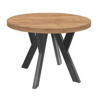 ESSTISCH Runder Ausziehbarer PERO 100/150, Craft Golden/Schwarz - Braun, Holz (150/100/77cm) - Dekori_Interiors