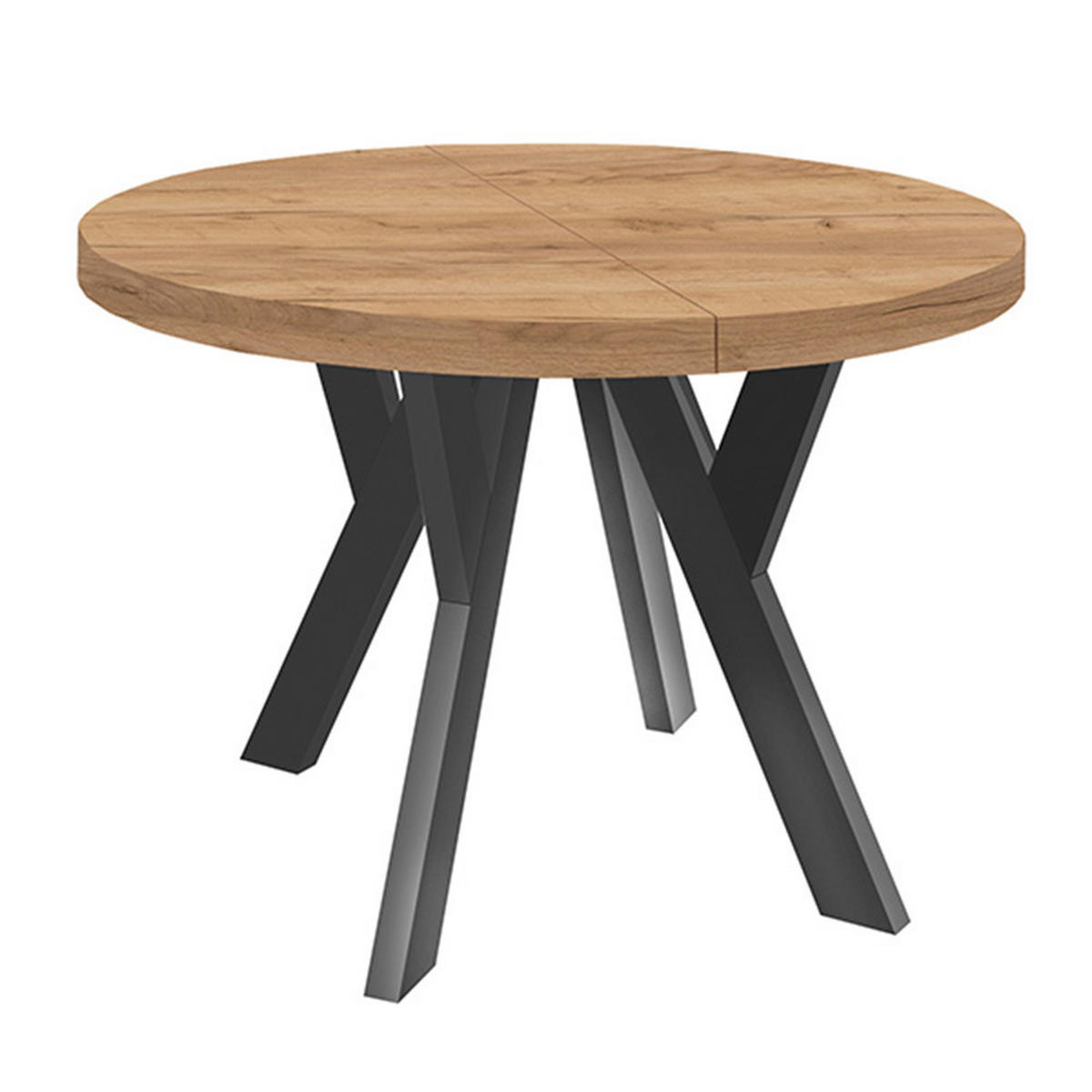 ESSTISCH Runder Ausziehbarer PERO 100/150, Craft Golden/Schwarz - Braun, Holz (150/100/77cm) - Dekori_Interiors
