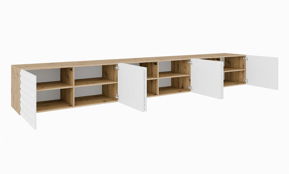 TV-SCHRANK CALI - Eiche Artisan/Weiß, Holzwerkstoff (300/41/40cm) - Meblini