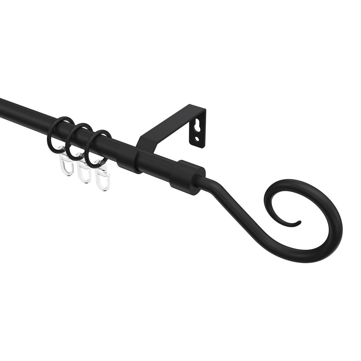 GARDINENSTANGE Olymp Allegra 240 cm (geteilt in 2 x 120 cm), 1-läufig, 16 mm Ø Schwarz - Schwarz, Metall (240cm) - INTERDECO