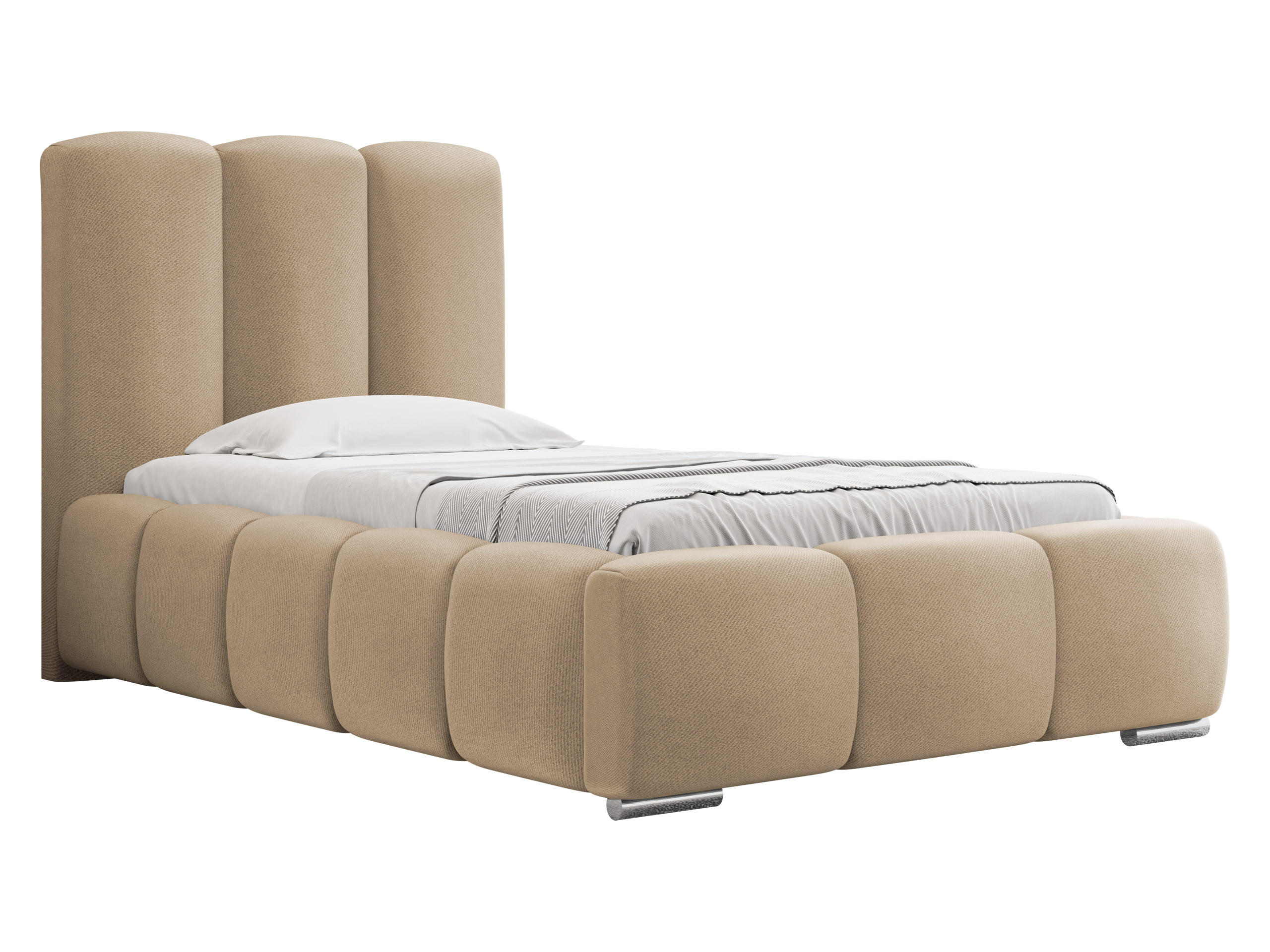 POLSTERBETT Wizko 90 - Chromfarben/Beige, Holz/Metall (90/200cm) - MIRJAN24