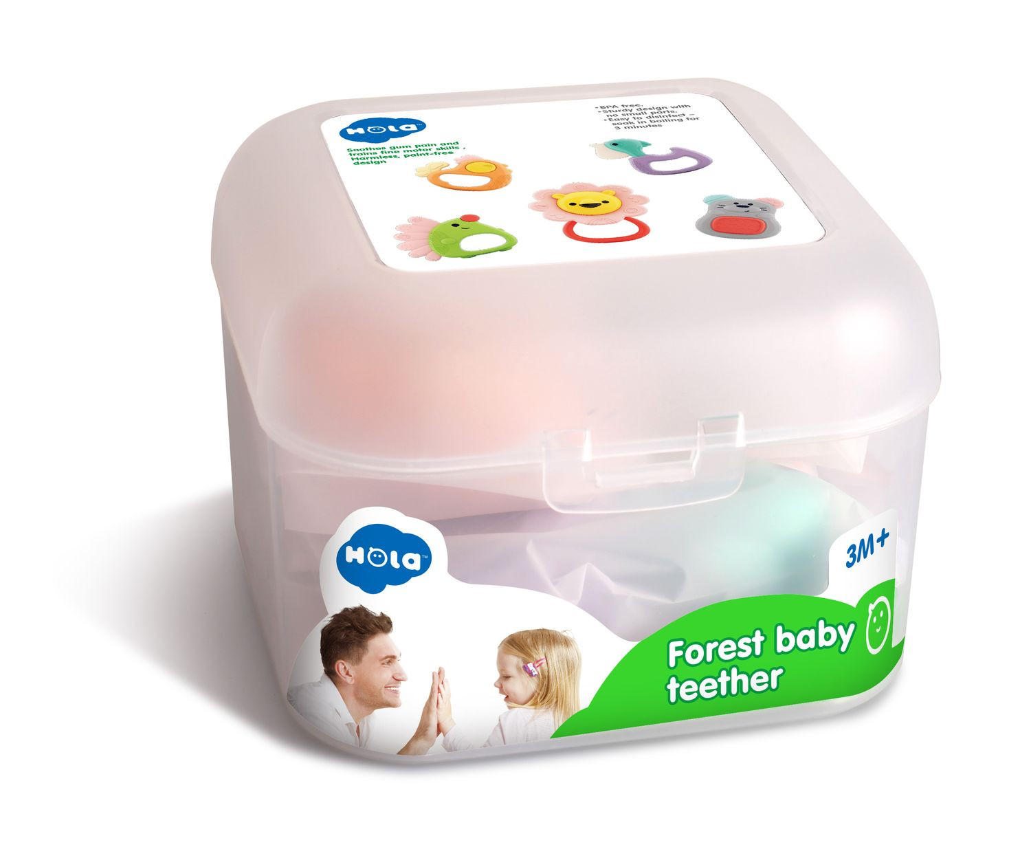 BEISSRING Set Wald 5-tlg. E318A bunt verschiedene Tierformen Greifling ab 3 Monate - Grün, Kunststoff (5/10cm) - Moni
