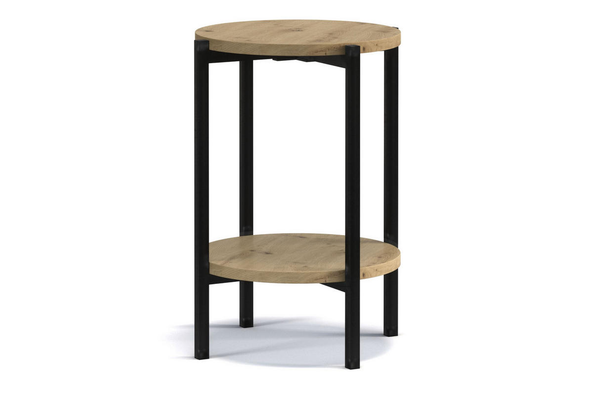 COUCHTISCH GERIS mit Ablageboden, Spanplatte, dunkebraun - Schwarz/Braun, Holz/Metall (45/45/61cm) - KONSIMO®