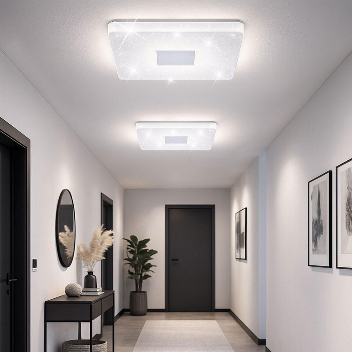 LED DECKENLAMPE Weiß Stahl CCT Dimmbar - Weiß, Metall (60/60/9.5cm)