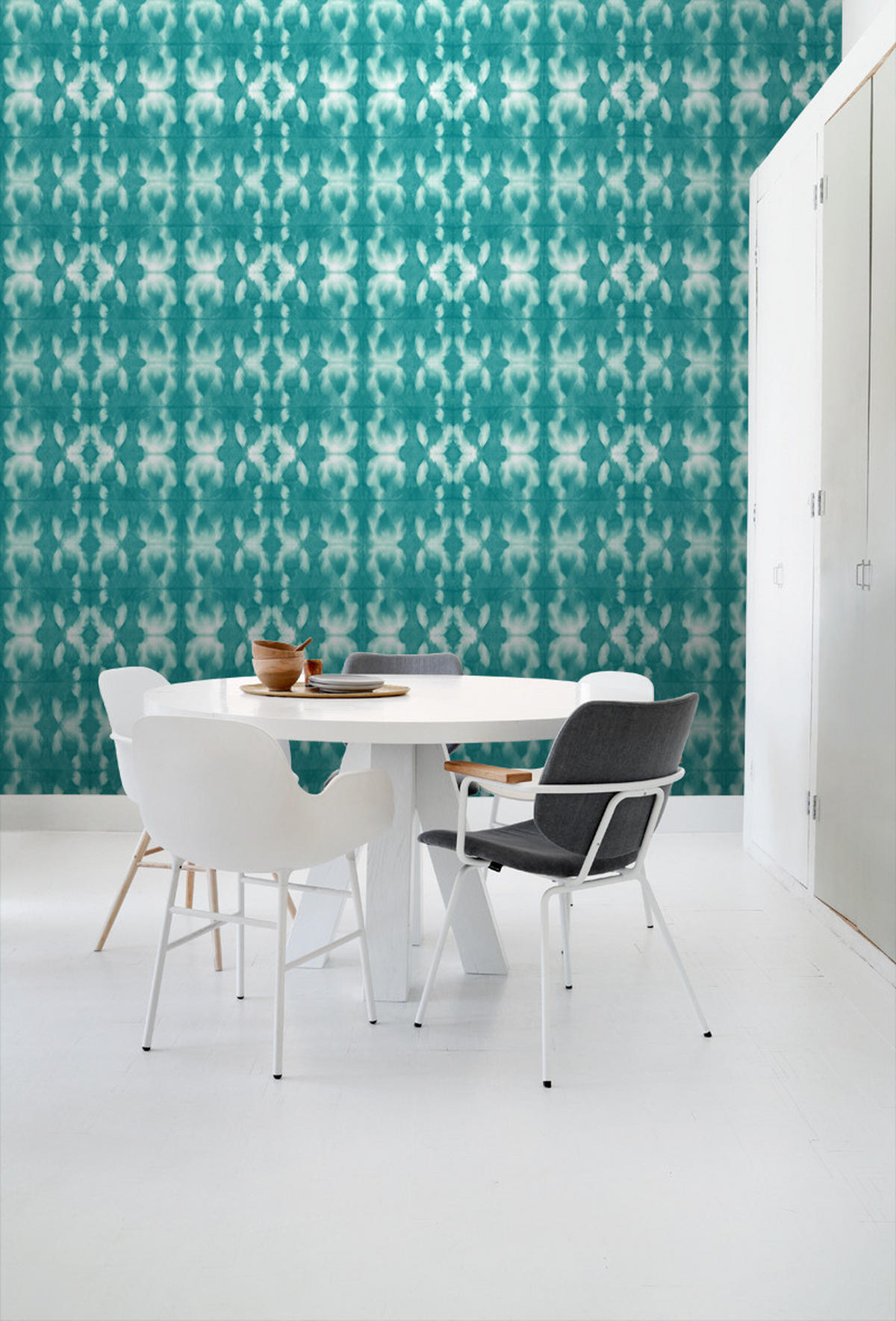 TAPETE Tie-Dye Shibori Muster 53 cm x 10.05 m - Türkis, Papier (53/1000cm) - ESTAhome