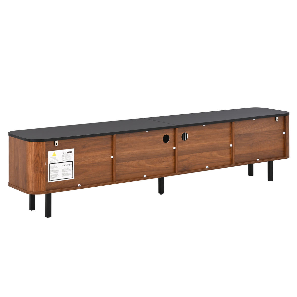 TV-LOWBOARD 190 x 35 x 45 cm, Türen in Rattanoptik, Stauraum, Metallfüße, Walnuss - Walnussfarben, Holzwerkstoff (190/45/35cm)
