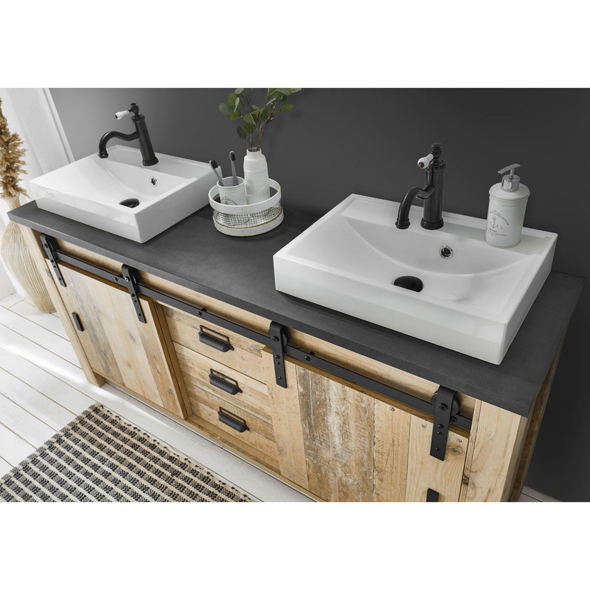 BADMÖBEL-SET 4-TLG. Shelton-61 - Braun, Holzwerkstoff (235/210/43cm) - Lomado
