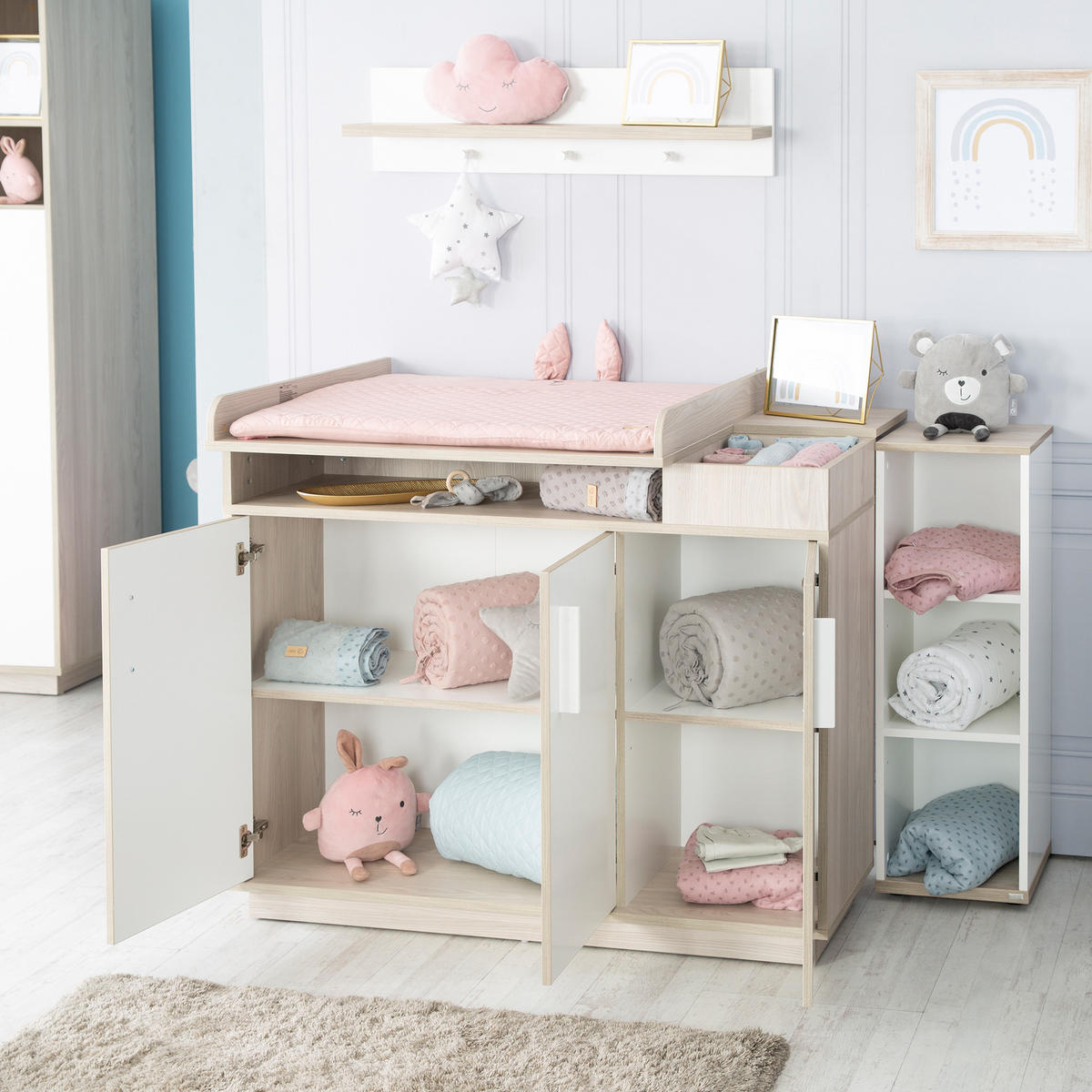 BABYZIMMER-SET Olaf 3-teilig - Weiß, Holzwerkstoff (76/82/142.5cm) - Roba