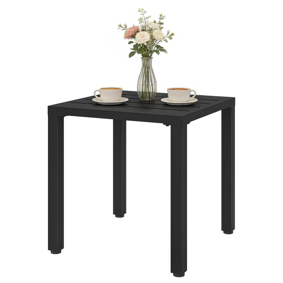 GARTENBEISTELLTISCH DE-14187 quadratisch 45x45 cm, höhenverstellbare Füße Schwarz - Schwarz, Metall (45/45/45.5cm) - ComfortXL