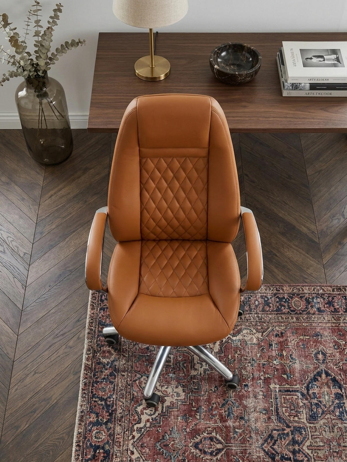 CHEFSESSEL Echtleder mit Aluminiumfußkreuz und ergonomischer Sitzform MADRID, Beige 70x68x130 cm - Beige/Silberfarben, Leder/Metall (70/130/68cm) - KADIMA DESIGN