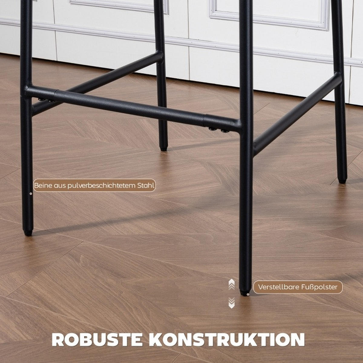 BARSTUHL 2er-Set mit Rückenlehne 45,5 x 48 x 101 cm Grau - Grau, Metall (45.5/101/48cm) - Meubliv
