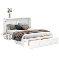 BETT 140/200 cm Weiß aus Kiefernholz und MDF mit Schublade und Regalen - Weiß, Holz (140/200cm) - OKMYHOME