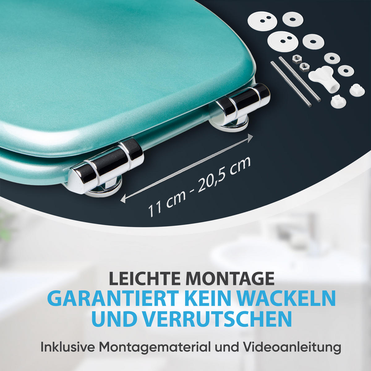 WC-SITZ Absenkautomatik Glitzer Türkis - Türkis, Holzwerkstoff (38/6/47cm) - Sanilo