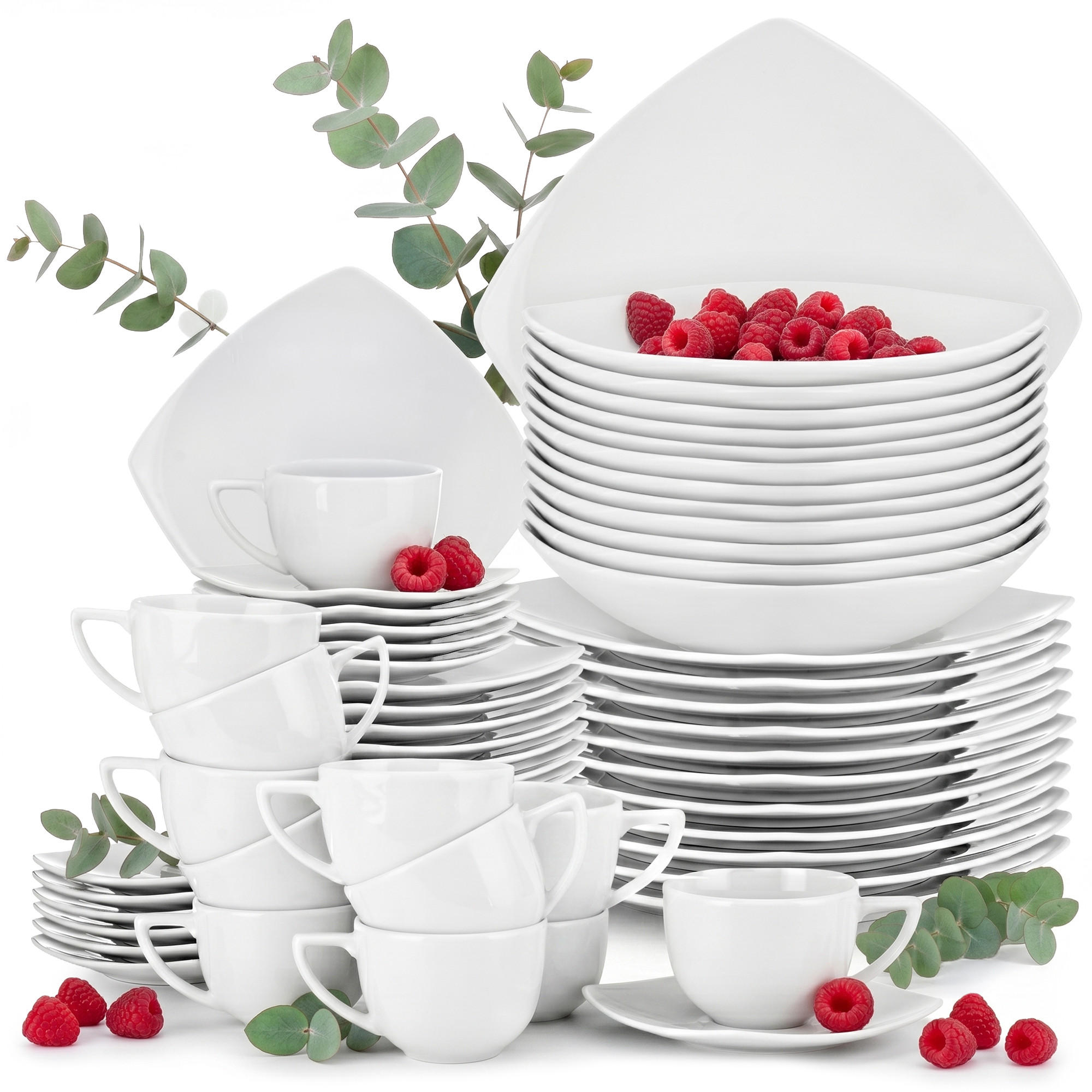 KOMBISERVICE CARLINA 12-Personen 60-tlg - Weiß, Keramik (25.5/2/25.5cm) - KONSIMO®