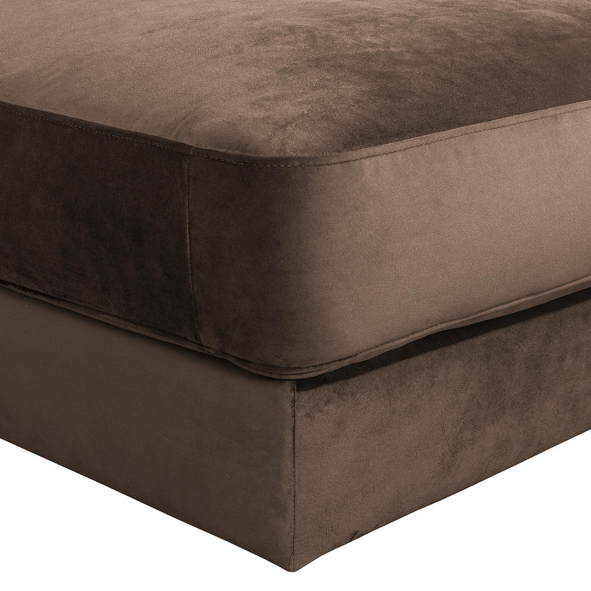 POLSTERHOCKER - Samt - Schwarz/Braun, Textil/Metall (112/42/112cm) - home24