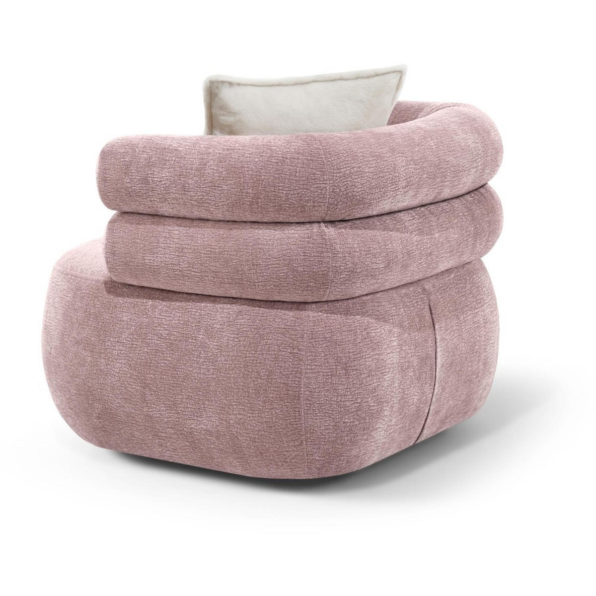 SESSEL Nano, Drehsessel mit runder Form, Rosa - Rosa, Textil (95/75/95cm) - Beautysofa