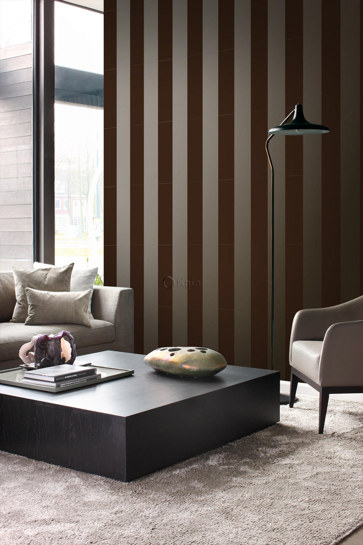 TAPETE Streifen 53 cm x 10.05 m - Braun, Papier (53/1000cm) - Origin Wallcoverings