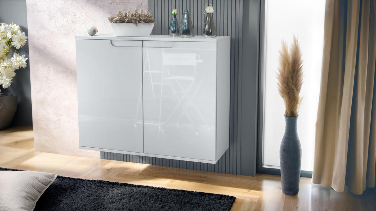 KOMMODE Sylt Weiß Hochglanz - Weiß Hochglanz, Holzwerkstoff (92.5/73.5/35cm) - Vladon