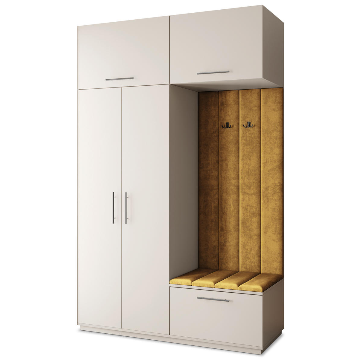 GARDEROBENSCHRANK REMA 150/240/60 cm Modern Garderobe-Set Kaschmir - Kaschmir/Gelb, Holzwerkstoff (150/240/60cm) - MASSENO