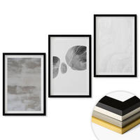 WANDBILDER 3er-Set - 40x60 cm Schwarzer Rahmen - Abstrakte moderne Strukturen - Schwarz, Kunststoff (40/60cm) - ArtPrintCave