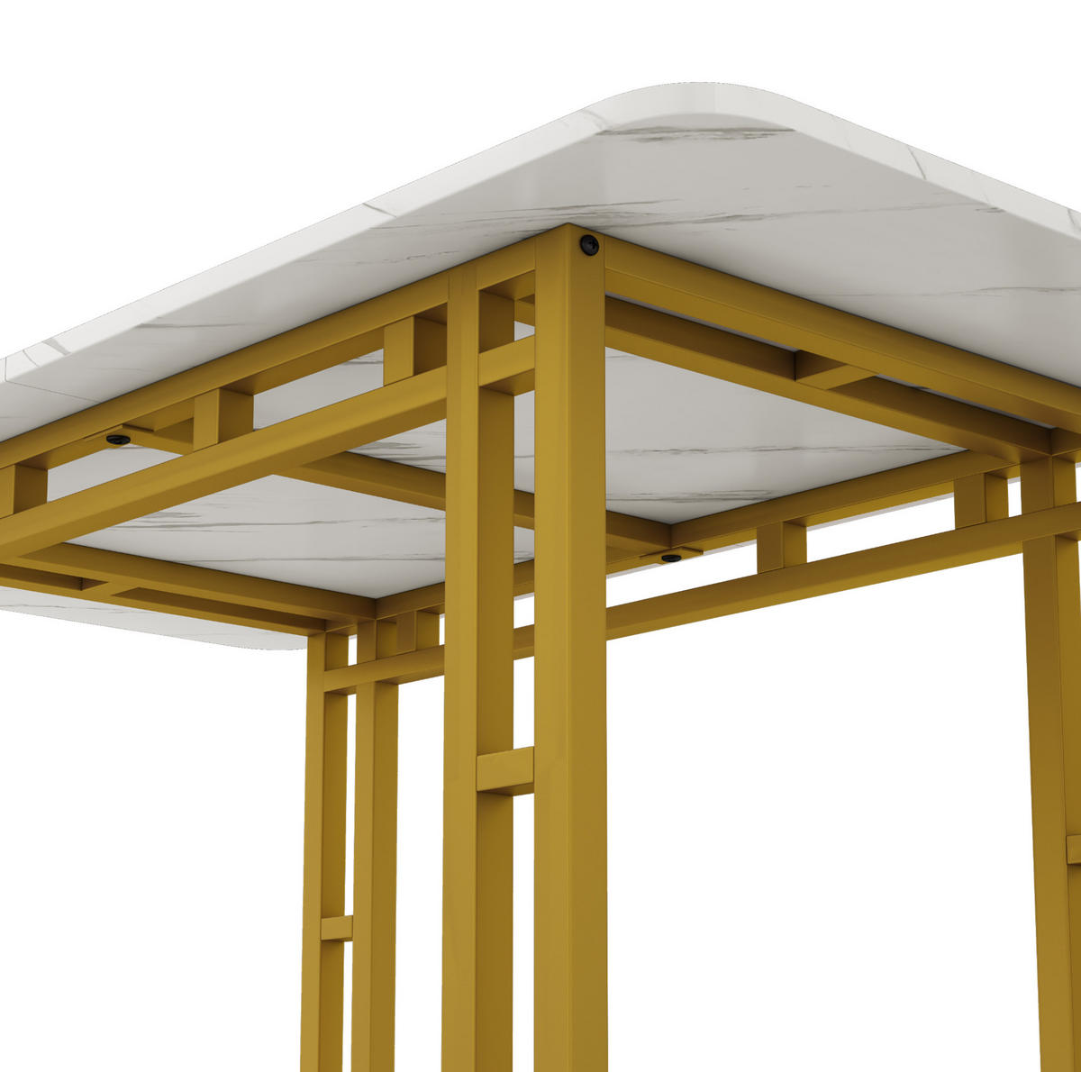 ESSTISCH 120/70/74 cm mit golden Metallbeinen aus MDF modern - Weiß, Holzwerkstoff (120/70/74cm) - OKWISH