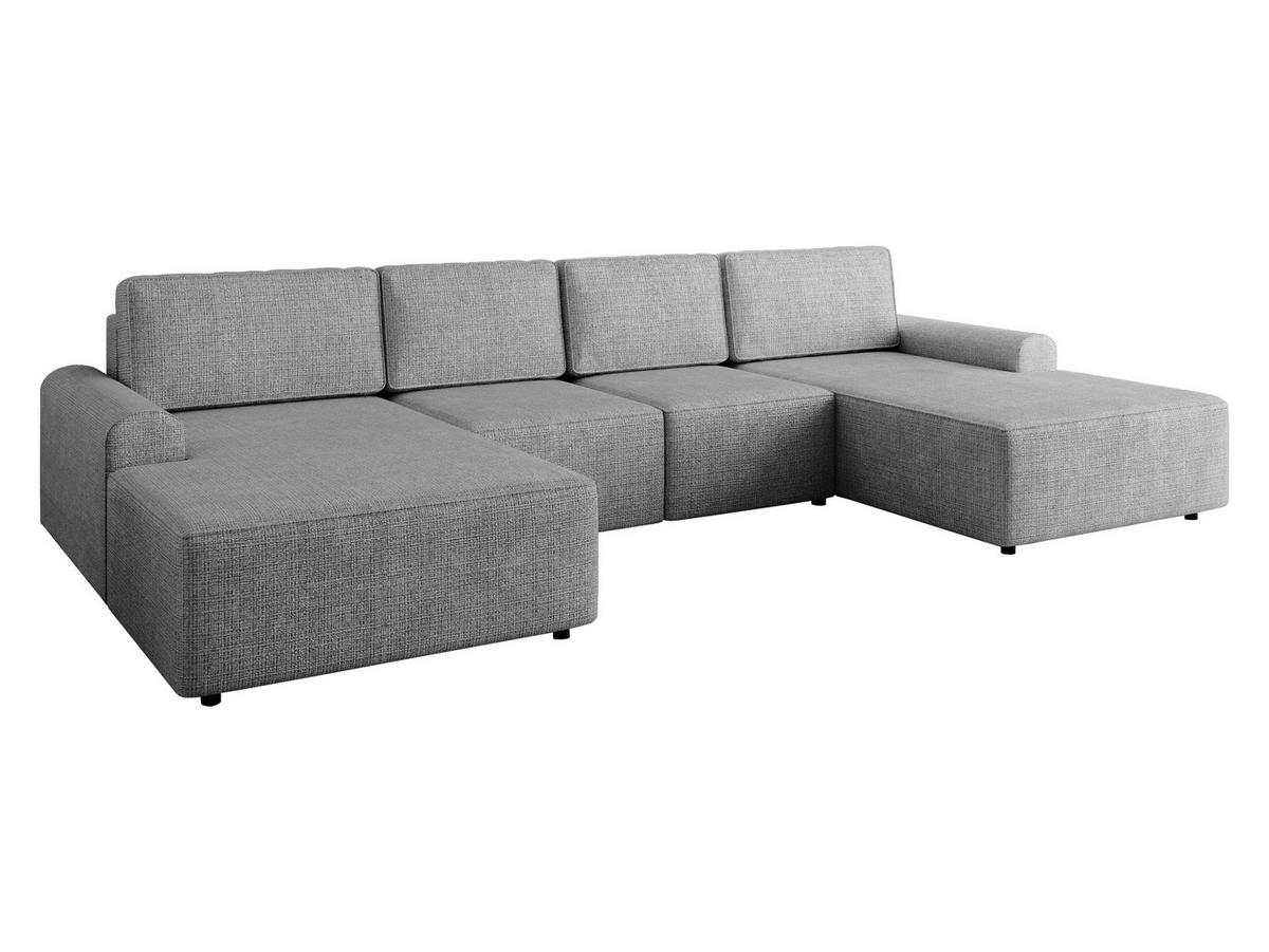 WOHNLANDSCHAFT Bella XL - Hellgrau/Schwarz, Holz/Kunststoff (338/85/168cm) - MIRJAN24