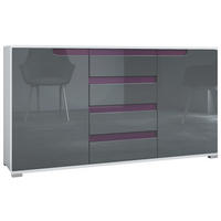 SIDEBOARD Sylt Grau Hochglanz / Brombeer Hochglanz - Grau, Holzwerkstoff (138.5/75.5/35cm) - Vladon