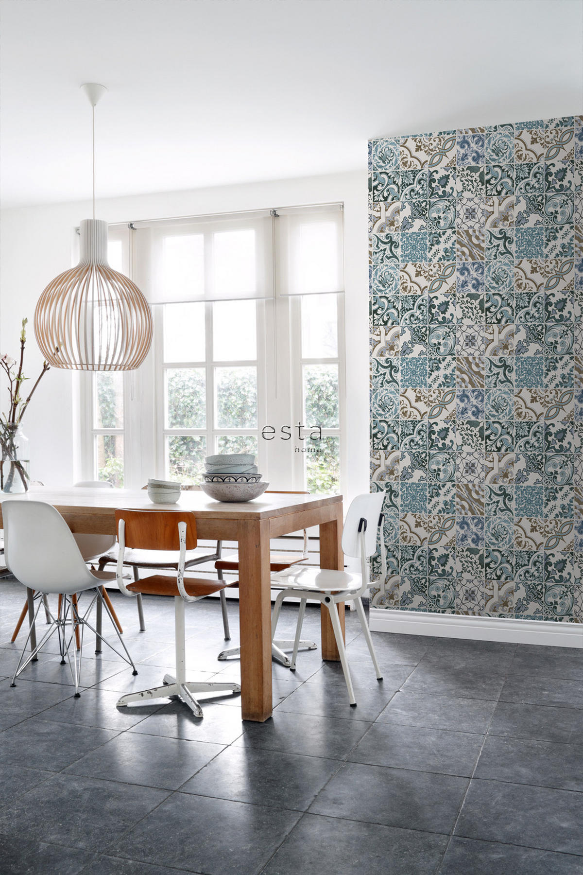 TAPETE Fliesenmuster 50 x 900 cm - Blau, Papier (50/900cm) - ESTAhome