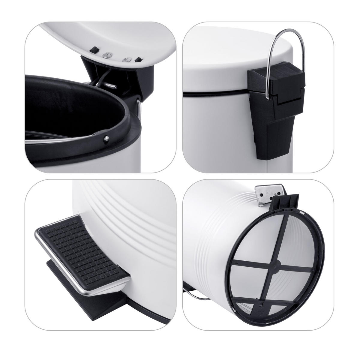 2-TLG.BADEZIMMER-SET - Weiß, Kunststoff/Metall (20.5/27.5/20.5cm) - Relaxdays