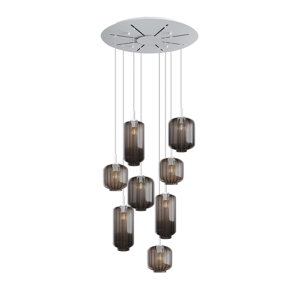 GALERIELEUCHTE Velo 8-flammig Rauch Ø 18/20/25cm - Anthrazit/Weiß, Glas (25/25/27cm) - s.luce