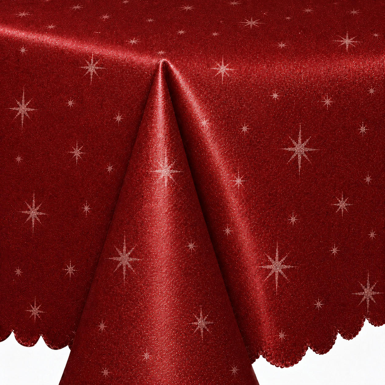 TISCHDECKE 130/160 eckig Lurex Sterne Rot - Rot, Textil (130/160cm) - TiborTex