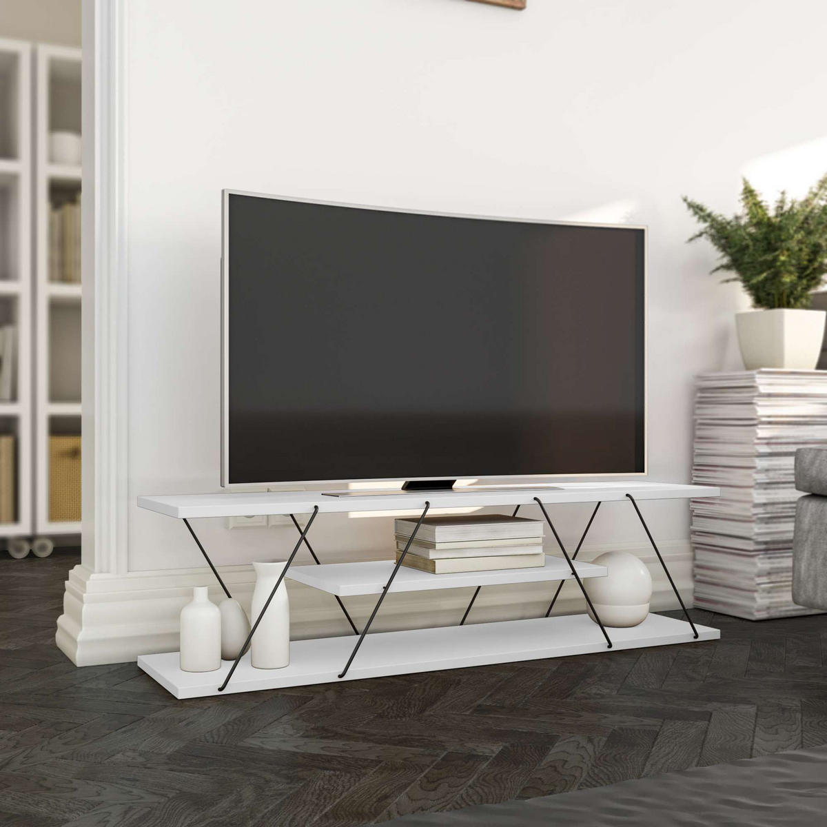 TV-MÖBEL April Weiß - Weiß, Holz (120/33/30cm) - Habitat Garten