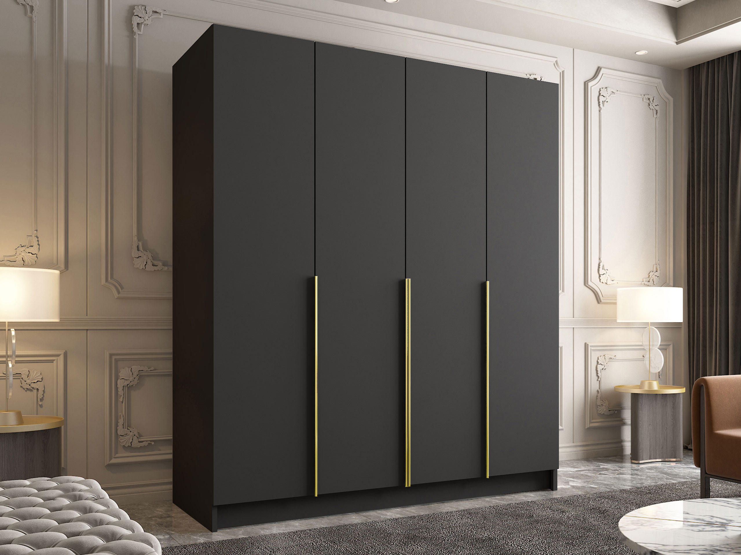 KLEIDERSCHRANK Santi I - Goldfarben, Holzwerkstoff/Metall (200/215/58cm) - MIRJAN24