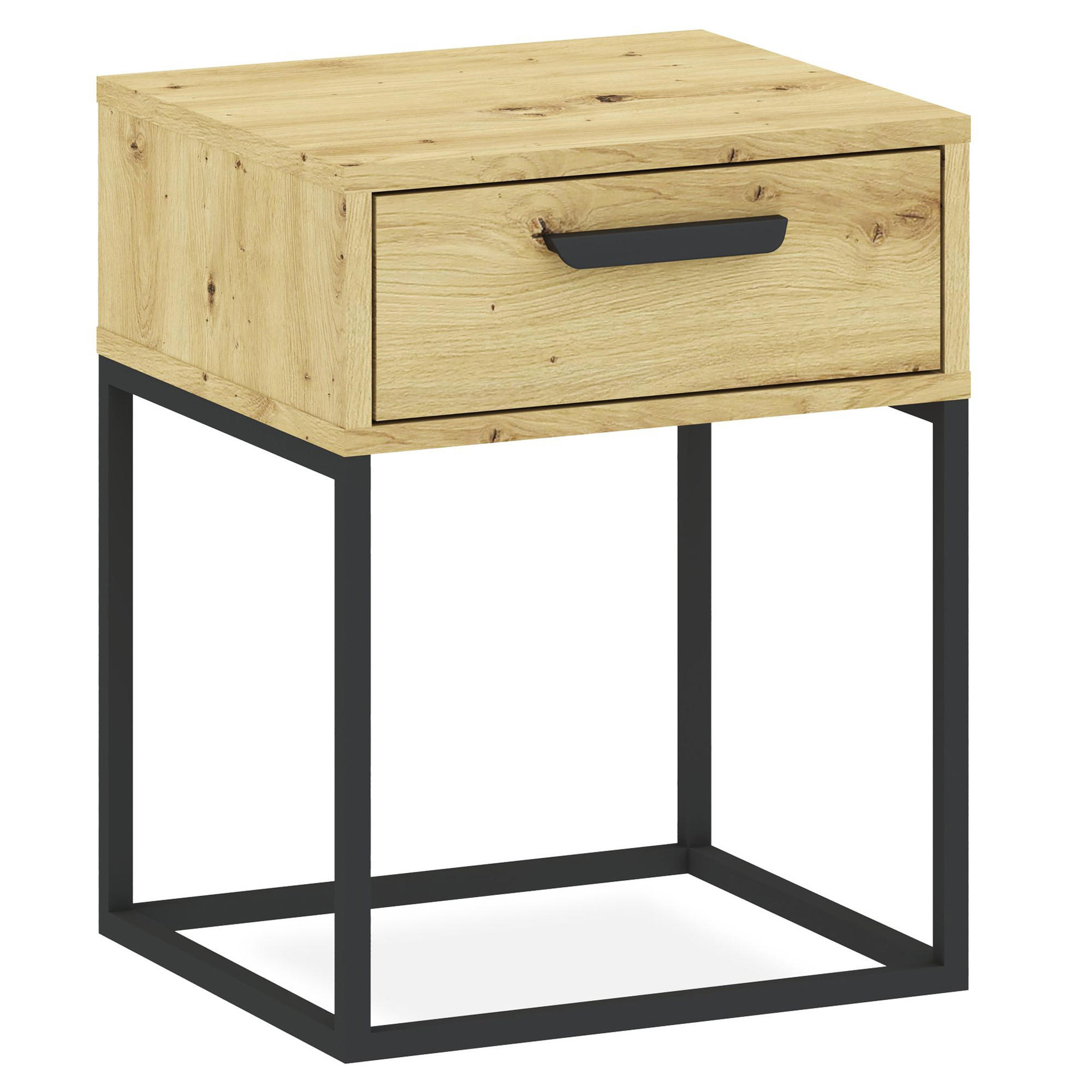 NACHTTISCH RECTUS Nachtschrank, Modern - Eichefarben/Schwarz, Holzwerkstoff (40/52/39cm) - KONSIMO®