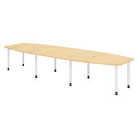 KONFERENZTISCH groß KT40 130/400/74 cm in Ahornfarben/Füße in Weiß - Ahornfarben/Weiß, Holzwerkstoff (130/400/74cm) - bümö