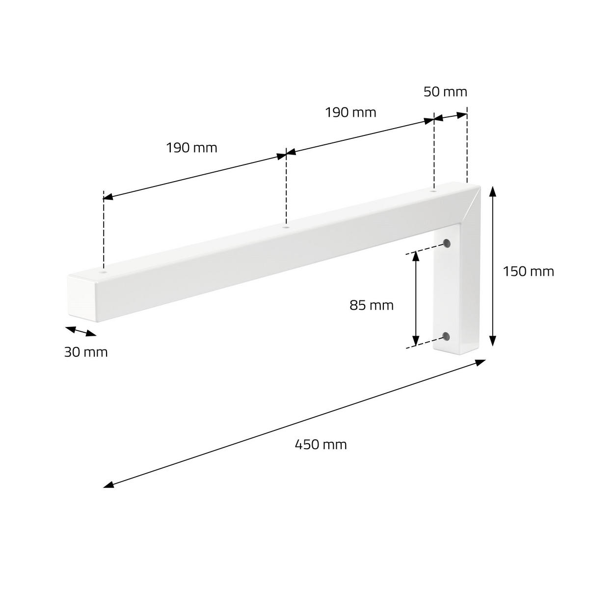 REGALHALTERUNG - Weiß, Metall (15/3/45cm) - ML-DESIGN