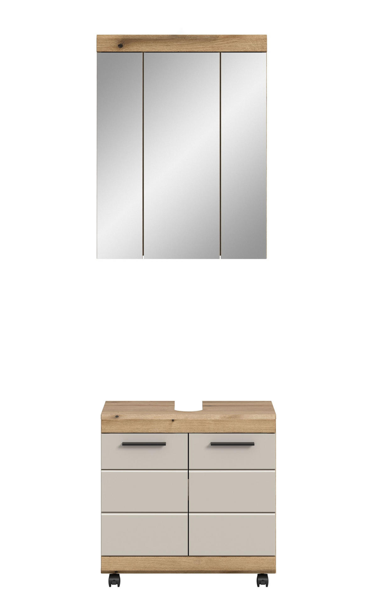 BADEZIMMER auf Rollen Vento 3-tlg. (B/H/T: ca. 60/191/34 cm) in Evoke Oak /- - Eichefarben, Holzwerkstoff (60/191/34cm)