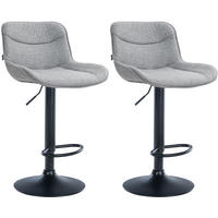 BARHOCKER 2er Set Vulcano Stoff schwarz grau - Schwarz/Grau, Textil/Metall (49/106/51cm) - TPFLiving